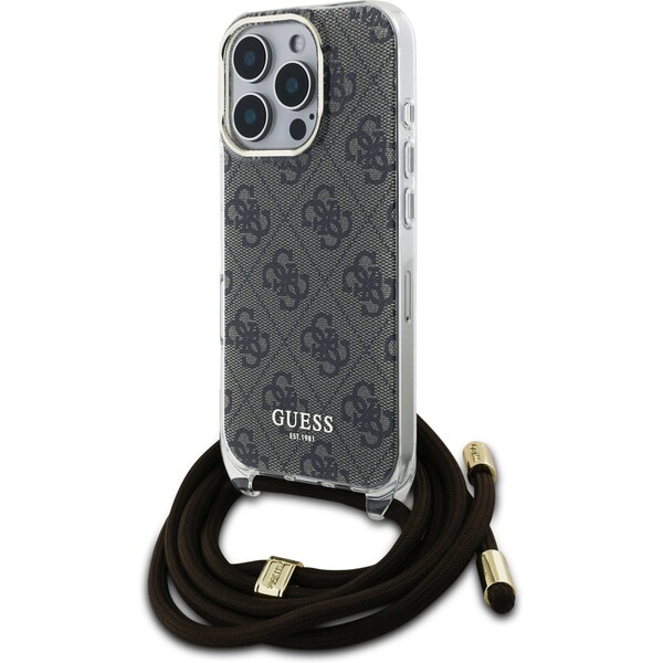 E-shop Guess IML 4G Printed Crossbody Popruh kryt iPhone 16 Pre Max hnedý