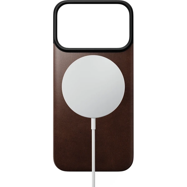 Nomad Magnetic Leather Back (Horween) MagSafe kožený kryt iPhone 18 Pro Rustic Brown - Puzdra - Obrázok 84739a071b3d494397c642b3bc0b864f