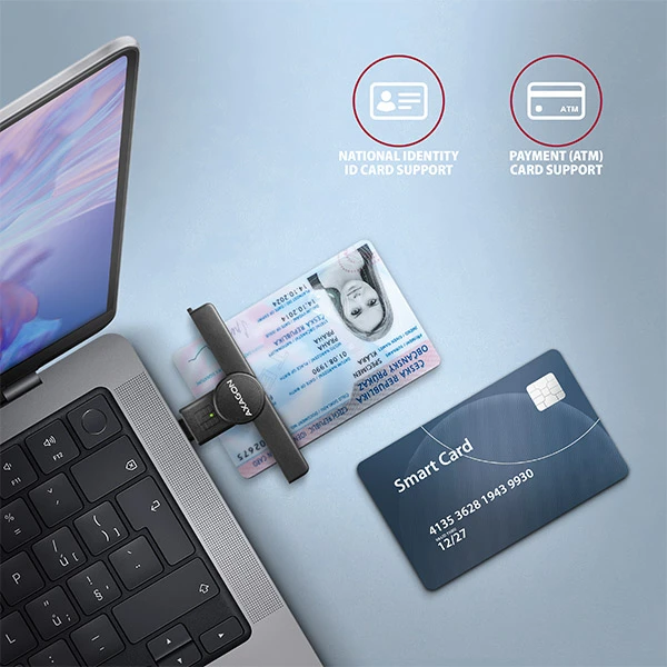 AXAGON CRE-SMPC USB-C PocketReader čítačka kontaktných kariet Smart card - Čítačky čipových kariet - Obrázok 84N4000701