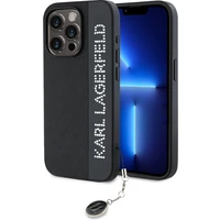 Karl Lagerfeld PU Saffiano Rhinestone Charm zadný kryt iPhone 15 Pre čierny - Puzdra