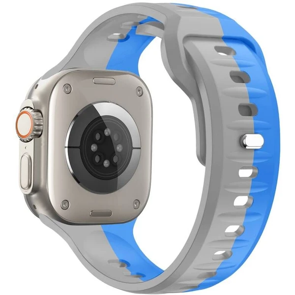 CubeNest Premium Silicon Band remienok Apple Watch 42-49 mm sivý/modrý - Remienky - Obrázok 84UD000O01