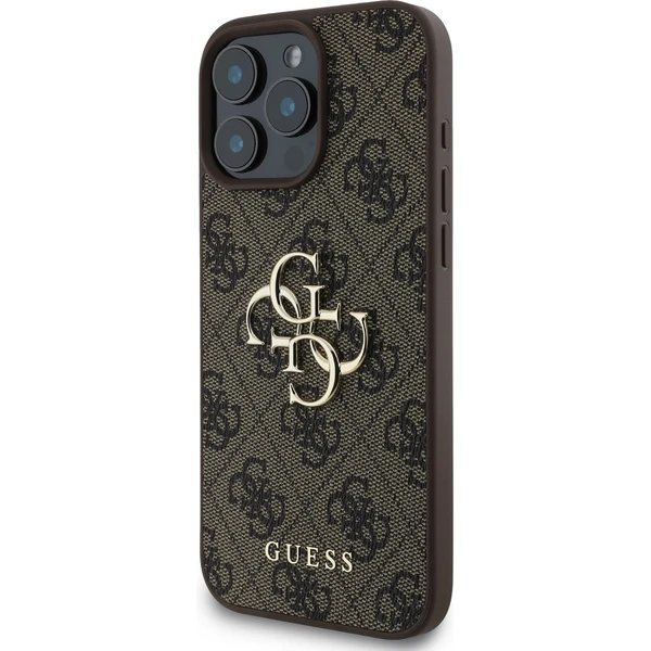 Guess PU 4G Metal Logo kryt pre iPhone 16 Pro hnedý - Puzdra - Obrázok 84c65ffbcad7444f81ea79876e19f8d1
