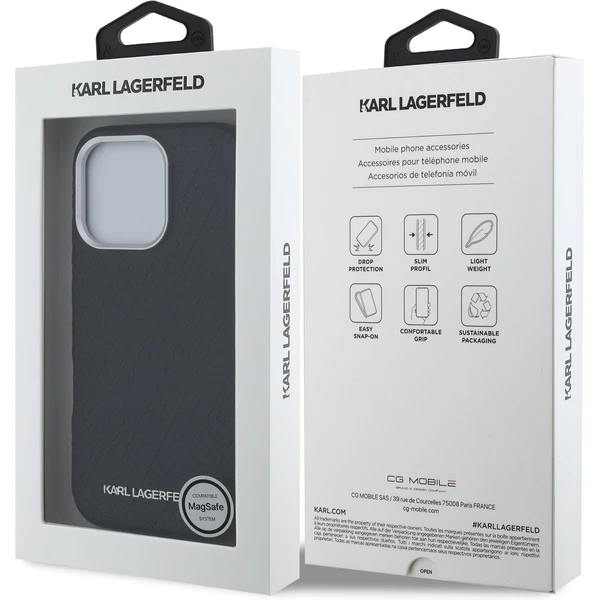 Karl Lagerfeld Grained PU Repeated Logo MagSafe kryt iPhone 16 Pre čierny - Puzdra - Obrázok 84f8a64bd5fa42179e7722db2321f8d0