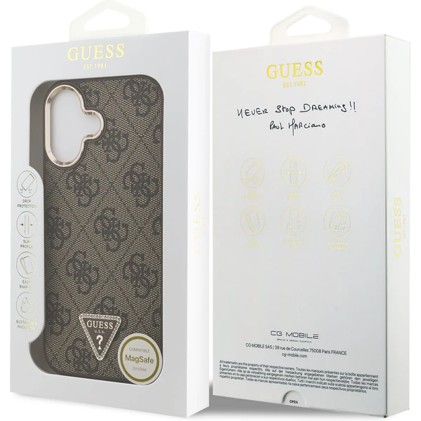 Guess PU Leather 4G Triangle Logo Gold Frame MagSafe kryt iPhone 17 hnedý - Puzdra - Obrázok 85036da89e9b4d22a41874cd88e9ae6d