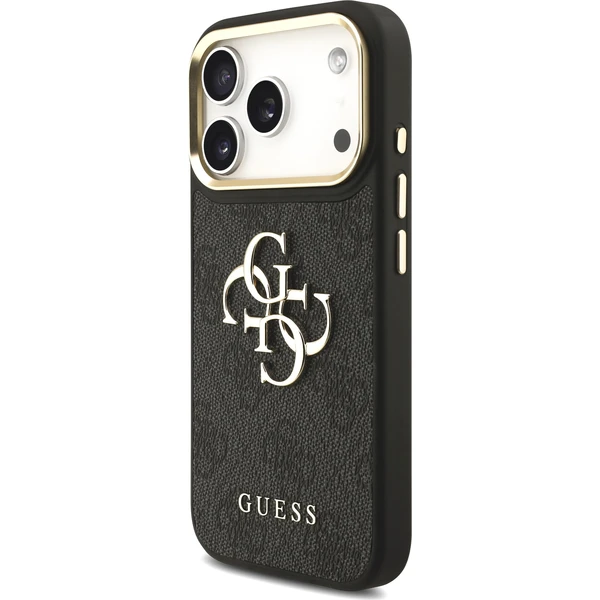 Guess PU Leather 4G Metal Logo Gold Frame Zadný kryt pre iPhone 18 Pro Black - Puzdra - Obrázok 852947acb23844bd80834194a36c99b5
