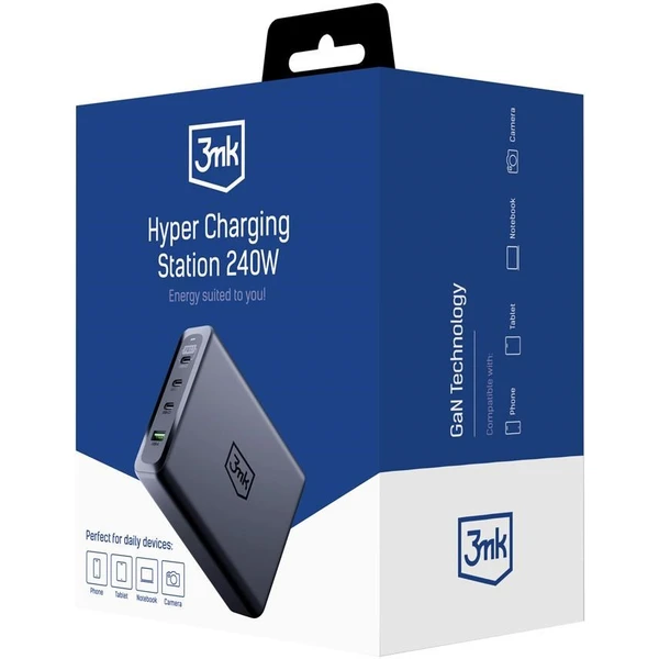 3mk Hyper Charging Station nabíjacia stanica, 240W, GaN, 3x USB-C + 1x USB-A čierna - Nabíjačky - Obrázok 8532f1ce380a4538b339a1f42b270cbf