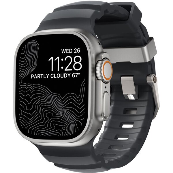 Nomad Rocky Point Band remienok Apple Watch 49/45/44/42mm strieborný/tmavo šedý
