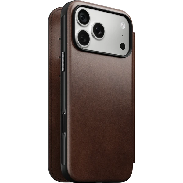 Nomad Modern Leather Folio (Horween) MagSafe kožené puzdro iPhone 17 Pro Max/18 Pro Max Rustic Brow - Puzdra - Hlavný obrázok