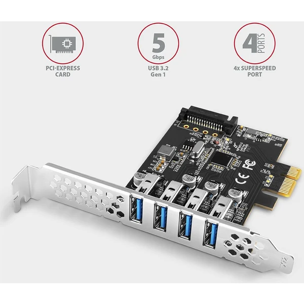 AXAGON PCEU-43RS PCIe radič 4x USB 3.2 Gen 1 - Radiče - Obrázok 85W3000L01