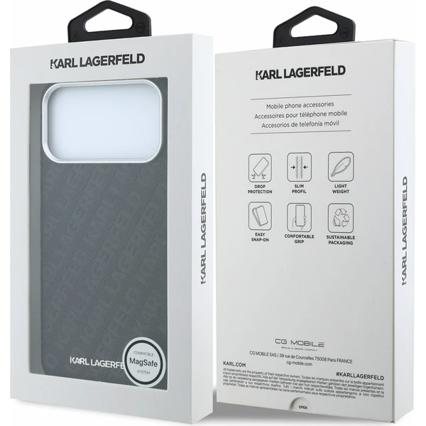 Karl Lagerfeld PU Grained Allover Semi Wrap Magsafe Zadný Kryt pre iPhone 18 Pro Black - Puzdra - Obrázok 85d497a59ca649fe8d52ed1a111ac728