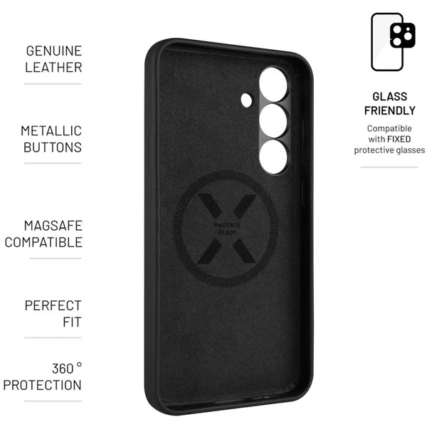 FIXED MagLeather kožený kryt s MagSafe Samsung Galaxy S25+ čierny - Puzdra - Obrázok 85df98a478304503a3c7c3506dcffd08