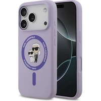 Karl Lagerfeld Liquid Silicone Karl a Choupette MagSafe kryt iPhone 17 Pro fialový - Puzdra