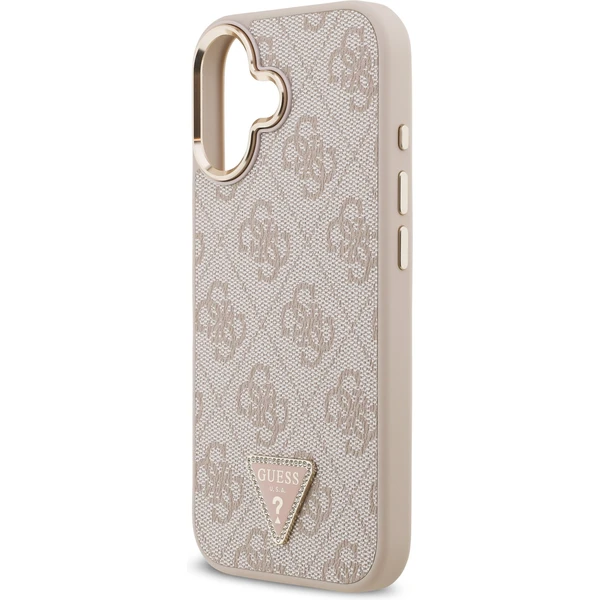 Guess PU Leather 4G Triangle Logo Gold Frame MagSafe kryt iPhone 17 ružový - Puzdra - Obrázok 860306090d2c4bc2b7443b3e97c3b9bc