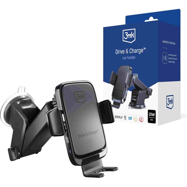 3mk Drive & Charge držiak do auta, 15W bezdrôtové nabíjanie