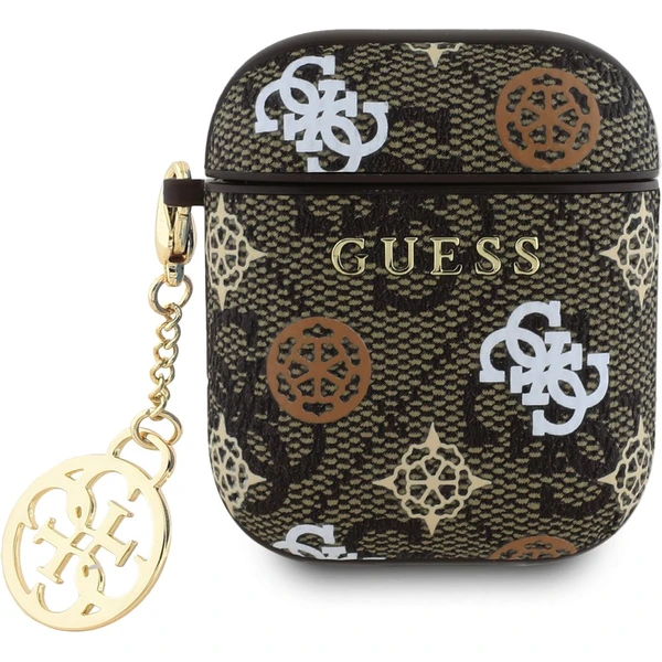 Guess PU 4G Peony Charm púzdro pre AirPods 1/2 hnedé - Puzdra - Hlavný obrázok