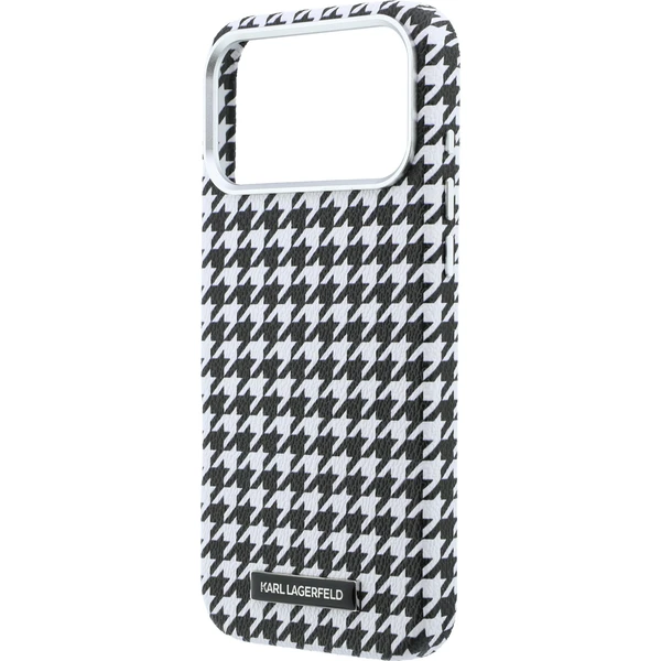 Karl Lagerfeld PU Houndstooth Resin Plate MagSafe kryt iPhone 17 Pro Max čierny - Puzdra - Obrázok 869f5a52c8474e13ba42d0d12f9ec1b7