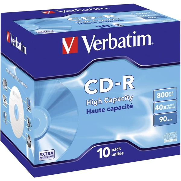 VERBATIM CD-R(10 ks)Jewel/EP/DL/40x/90min/800MB - Optické disky - Hlavný obrázok