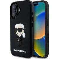 Karl Lagerfeld 3D Rubber Ikonik kryt pre iPhone 16 čierny - Puzdra
