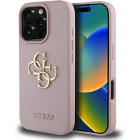 Guess PU Grained 4G Metal Logo kryt iPhone 16 Pre Max ružový - Puzdra