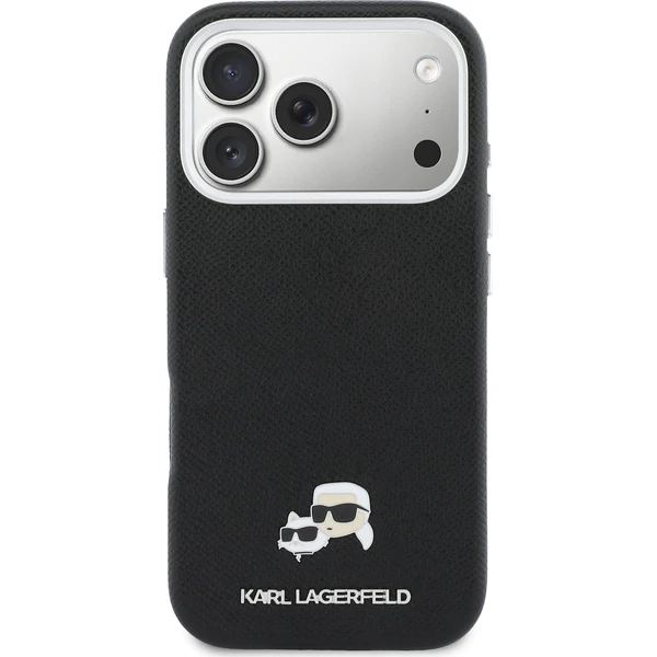 Karl Lagerfeld PU Karl a Choupette Heads Pins MagSafe kryt iPhone 17 Pro Max čierny - Puzdra - Obrázok 86d211fad81a4be397b9b7129576a3c0