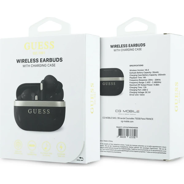 Guess Gold Line Glossy Finish TWS Bezdrôtové Slúchadlá Black - Slúchadlá - Obrázok 86da46180cf44cf5ac1c18b3e850d244