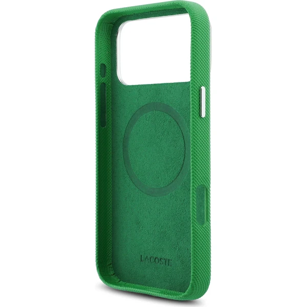 Lacoste PVC ikonický malý piké kovové logo MagSafe kryt iPhone 17 Pro Max zelený - Puzdra - Obrázok 87036152b3834cd4a04d967271074db1