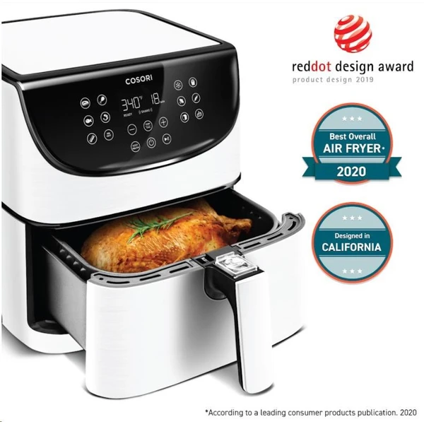 Cosori CP158-AF PREMIUM teplovzdušná fritéza 5,5 L + 5x špíz a gril. rošt biela - Fritézy - Obrázok 870cbdeca36a4a67962134fa6280f796