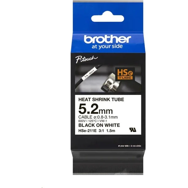 Brother HSE211E zmršťovacia bužírka čierna na bielom 5,8 mm - Pásky pre štítkovače - Obrázok 87329abb98934865a7dfb67de2e359db