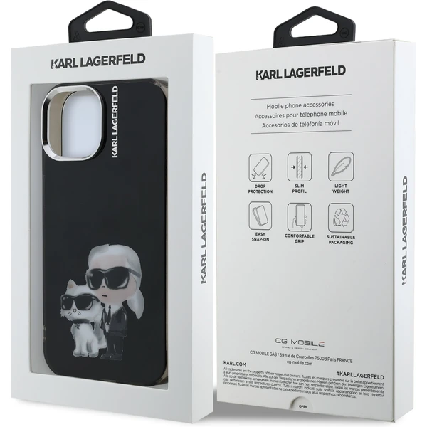 Karl Lagerfeld IML Aquarelle Karl and Choupette kryt iPhone 15 čierny - Puzdra - Obrázok 87438002a88f4841912b53ed7f9512f0