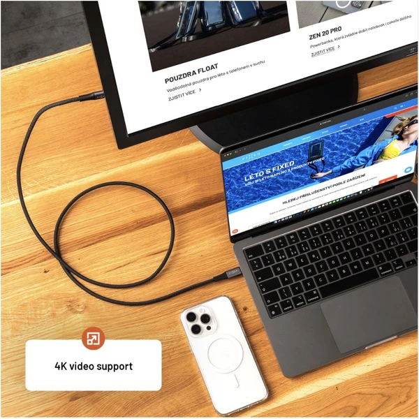 FIXED Multimediálny kábel USB-C napájací a dátový kábel 4K/60z, 20Gbps, 240W, 2m sivý - Káble a redukcie - Obrázok 87525045f42d420bb0a37efec5e26bfc
