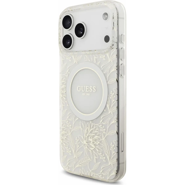Guess IML Flowers Allover Strap MagSafe Zadný kryt pre iPhone 18 Pro Max White - Puzdra - Obrázok 87624b07c5944fef9ef8261484a92e3d