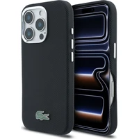 Lacoste PVC Iconic Petit Pique Metal Logo MagSafe kryt iPhone 16 Pro čierny - Puzdra