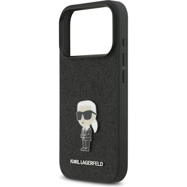 Karl Lagerfeld Fixed Glitter Metal Ikonik kryt iPhone 17 Pro čierny - Puzdra - Obrázok 87889be171764a1f9b15067754e0d761