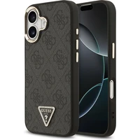 Guess PU Leather 4G Triangle Logo Gold Frame MagSafe kryt iPhone 17 čierny - Puzdra
