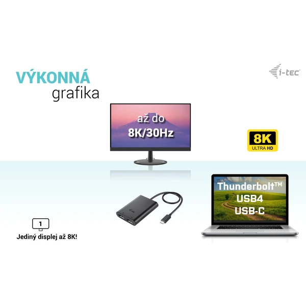 i-tec USB-C/2x DisplayPort redukcia čierna - Káble a redukcie - Obrázok 87AS100501