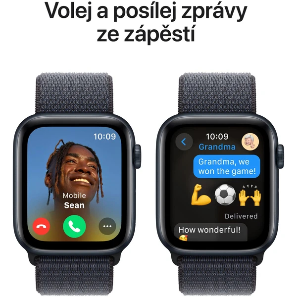 Apple Watch SE (2024) 44mm Temne atramentový hliník s atramentovo fialovým prevliekacím remienkom - Inteligentné hodinky - Obrázok 87Q7000K01