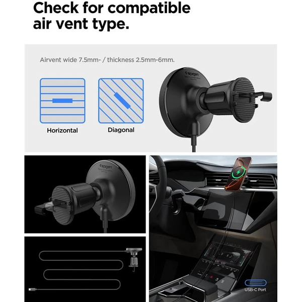 Spigen OneTap Pro 4 Airvent Hook Qi2 MagSafe držiak do mriežky ventilácie s nabíjaním čierny - Držiaky - Obrázok 87ec1bd872794b258546875bac45a03a