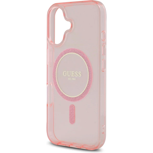 Guess IML Glitter Ring MagSafe kryt pre iPhone 16 ružový - Puzdra - Obrázok 884fe84a837748159940f8f1c6b803b1
