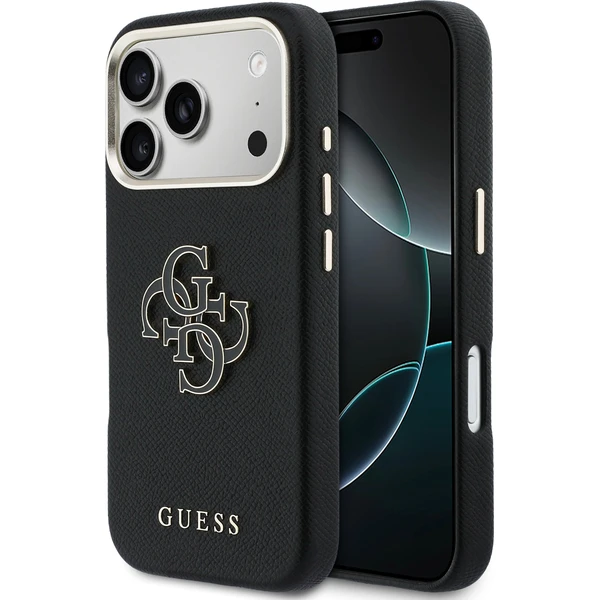 Guess PU Resin Logo kryt iPhone 17 Pro Max čierny - Puzdra - Hlavný obrázok