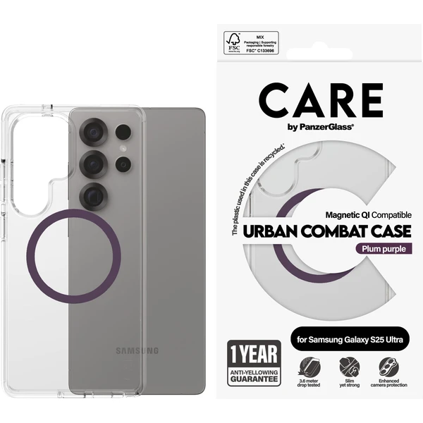 PanzerGlass® CARE kryt Samsung Galaxy S25 Ultra Urban Combat číry/fialový QI (Plum Purple) - Puzdra - Obrázok 88FC000J01