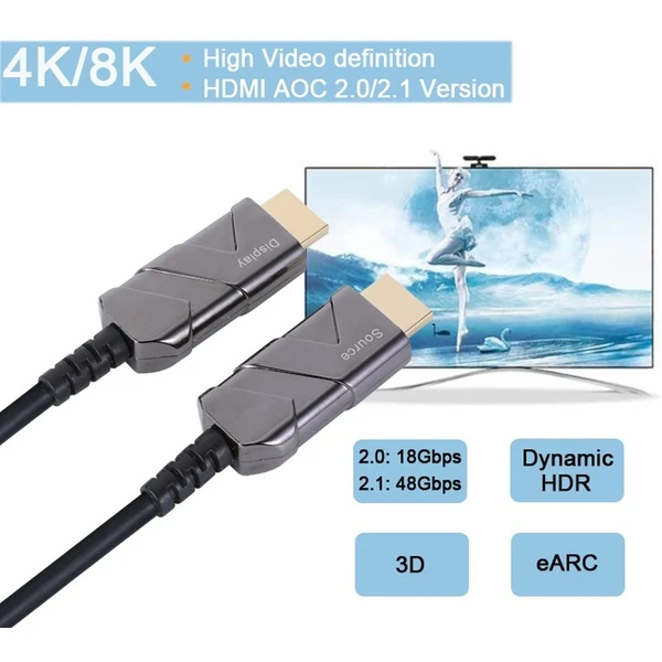 PremiumCord HDMI 2.1/HDMI 2.1 optický kábel s ethernetom 8K 40m čierny - Káble a redukcie - Obrázok 88GO200301