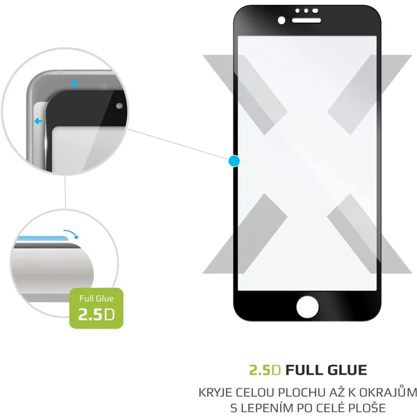 FIXED 2,5D Full-Cover sklo s lepením po celom displeji Apple iPhone 7/8/SE (20/22) čierne - Ochranné fólie a sklo - Obrázok 88H0300301