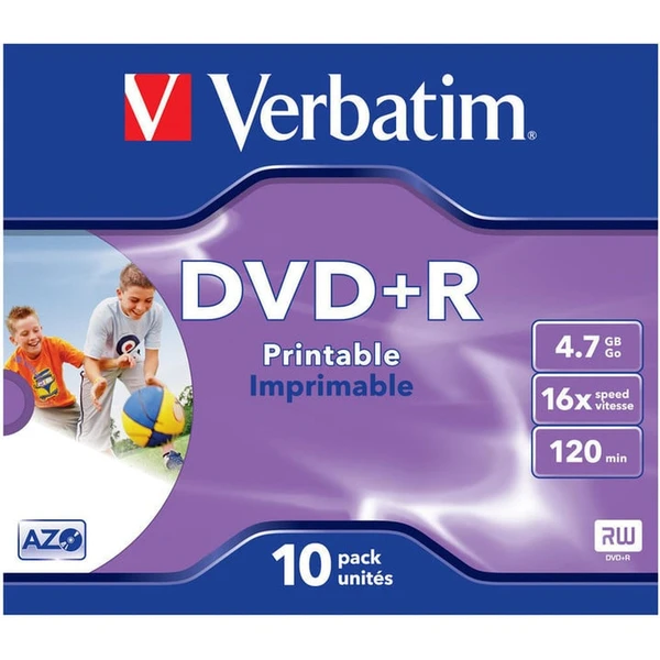 VERBATIM DVD+R(10 ks)Printable/Jewel/16x/4.7GB - Optické disky - Hlavný obrázok