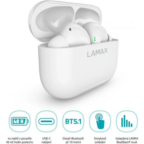 LAMAX Clips1 bezdrôtové slúchadlá biela - Slúchadlá - Obrázok 88UK100501