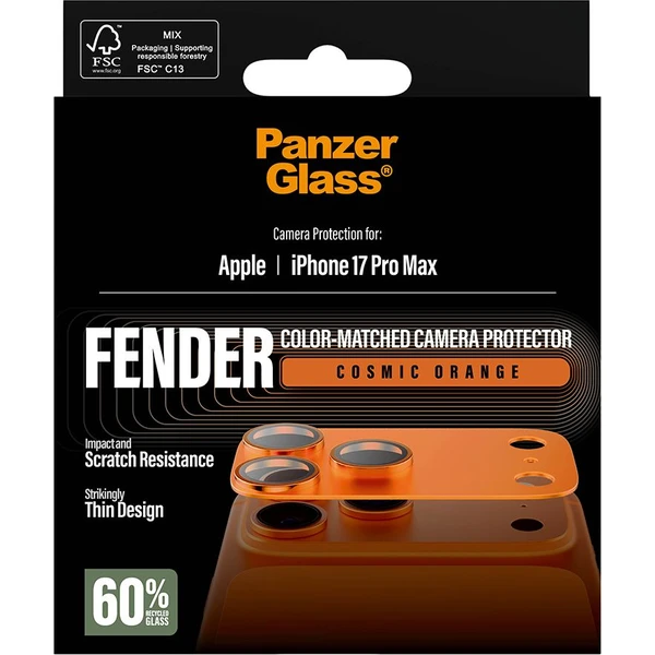 PanzerGlass® FENDER hliníková ochrana fotoaparátu Apple iPhone 17 Pro Max oranžová - Ochranné fólie a sklo - Obrázok 88XL000K01