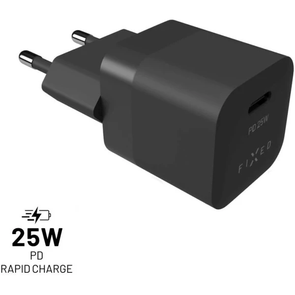 FIXED Mini nabíjačka s USB-C výstupom a podporou PD 25W čierna - Nabíjačky - Hlavný obrázok