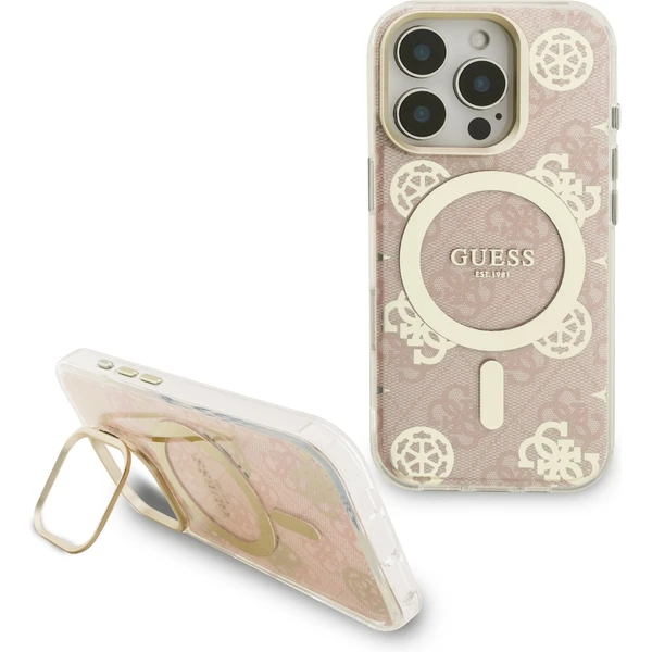 Guess PC/TPU Electroplated Stand Camera Frame MagSafe kryt s vymeniteľným pozadím iPhone 16 Pro - Puzdra - Obrázok 88c2095d95e548b08c31123d4c7996ae