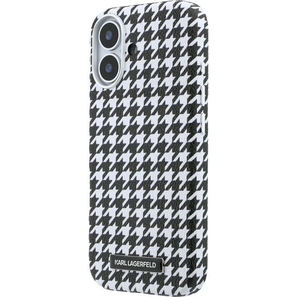 Karl Lagerfeld PU Houndstooth Resin Plate MagSafe kryt iPhone 17 čierny - Puzdra - Obrázok 88d2326e147047dfb4b1f7ec29b784e0