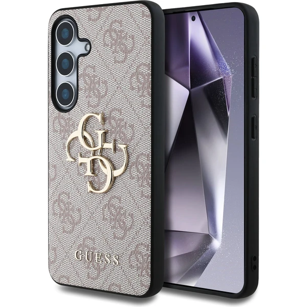 Guess PU 4G Metal Logo kryt Samsung Galaxy S25 ružový - Puzdra - Hlavný obrázok