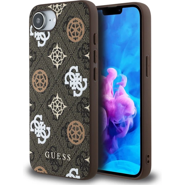 Guess PU 4G Peony MagSafe kryt iPhone 17e/16e hnedý - Puzdra - Hlavný obrázok